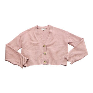 BP XS Pink Knit Button Up Long Sleeve Cardigan *flawed*